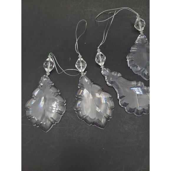 Lot of 8 Clear Acrylic Christmas Ornaments Diamond Silver Hanging Thread Variety - Picture 5 of 8